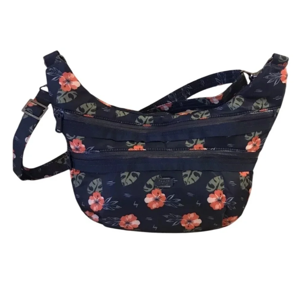 Lug Aloha Navy Hobo Crossbody Bag‎ Lightweight Travel Everyday Shoulder Bag